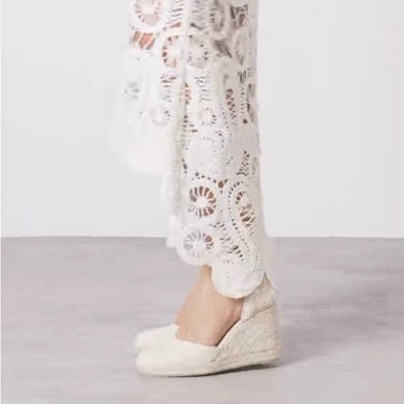 Castaner Lace Up Classic Organic Cotton Jute Cream Espadrille Wedge Sandals 7.5 - Picture 2 of 16